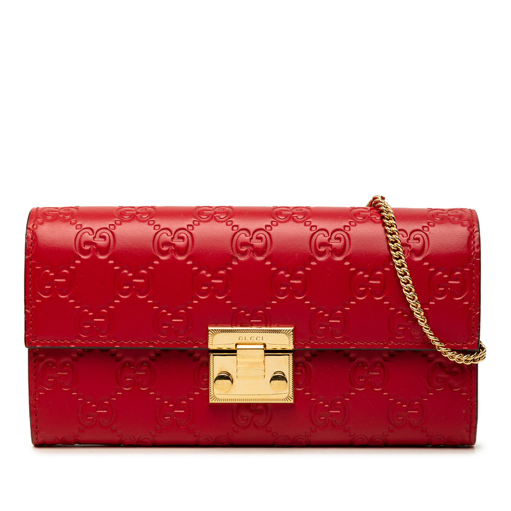 Pre-Loved Gucci Guccissima Padlock Wallet On Chain
